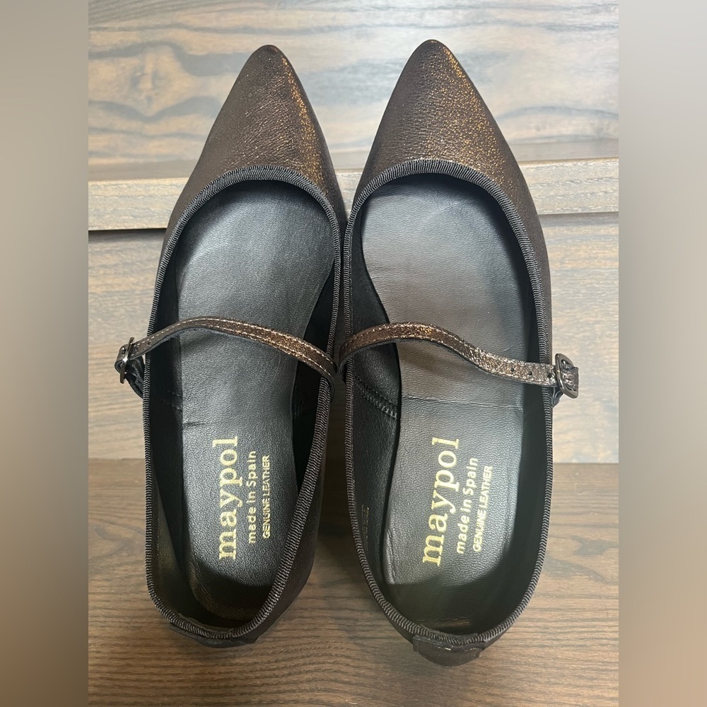 NWT Maypol Anthropologie Rota Percival Mary Jane Flat in Bronze Size 9